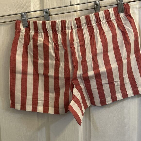 NWT Stars Above Women's Linen Blend Striped Pajama Shorts Small Red White - Picture 10 of 16